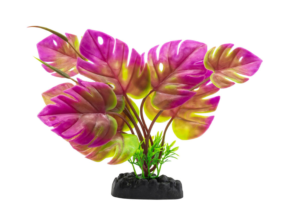 Artificial Monstera Plant Purple 20cm | Aquarium Décor