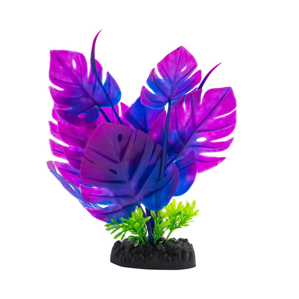 Artificial Monstera Plant Blue 20cm – Aquarium Décor