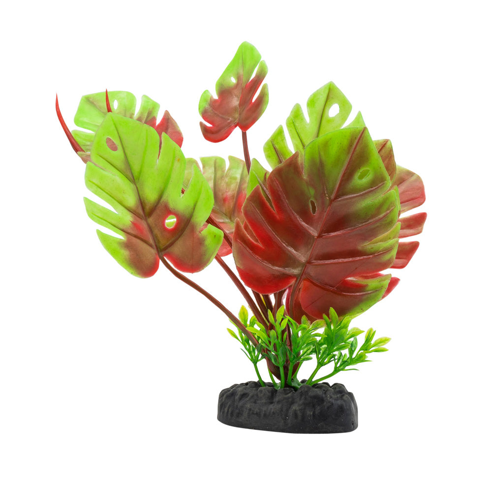 Artificial Monstera Plant Red 20cm | Aquarium Décor