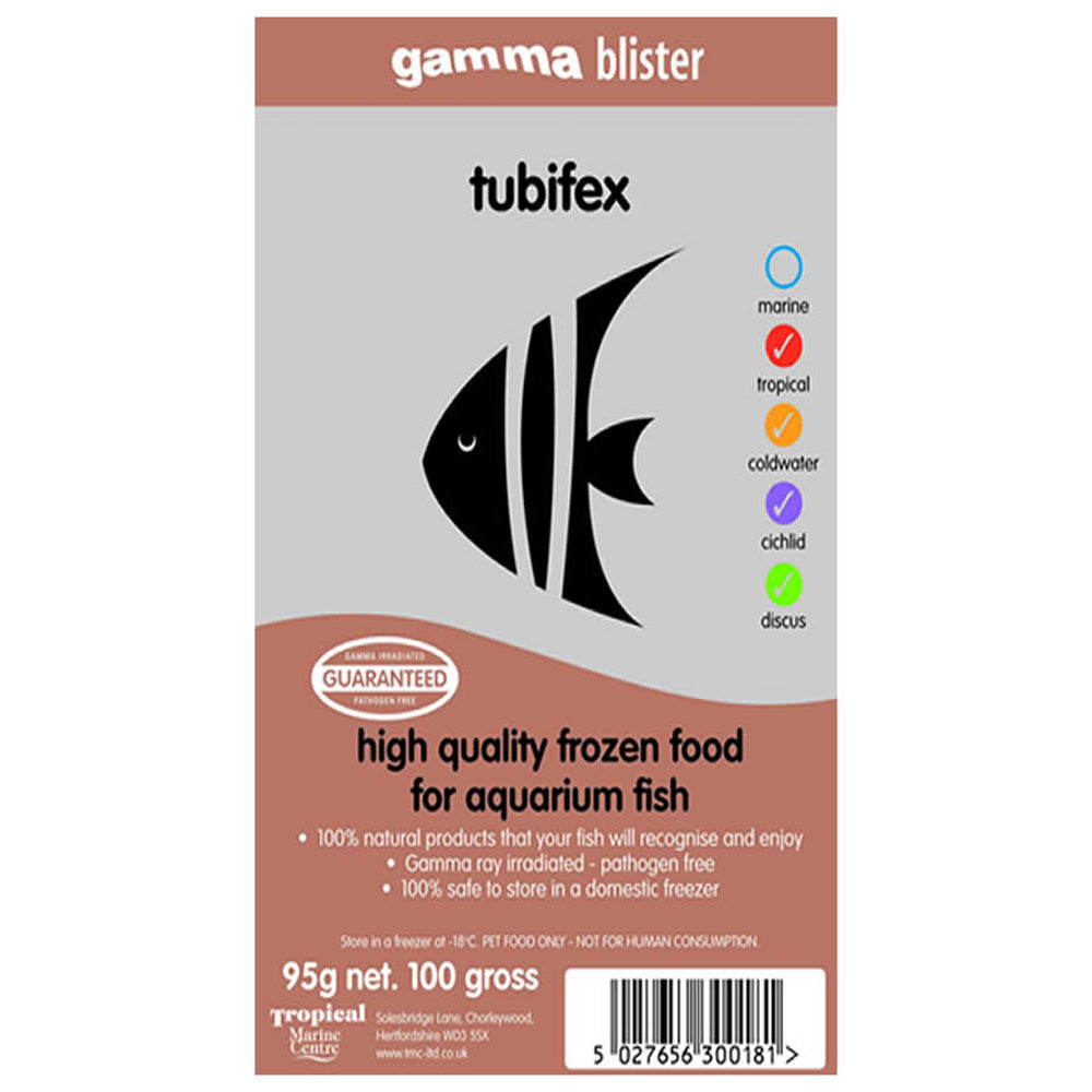 Gamma Blister Tubifex 95g | Frozen Aquarium Fish Food