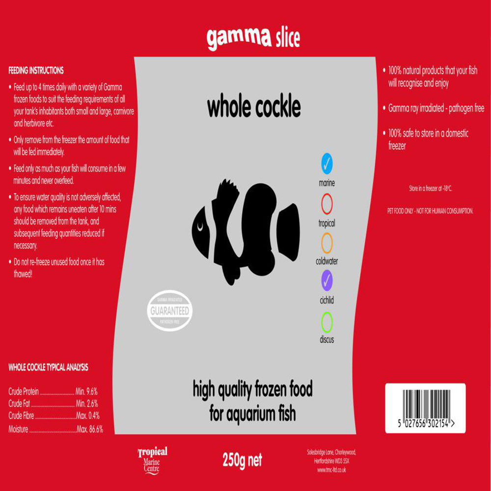 Gamma SLICE Whole Cockle Frozen Fish Food 250g