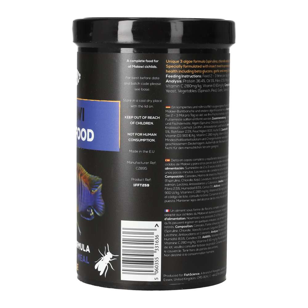 Fish Science Malawi Flake Food 200g | Cichlid Flake with Spirulina & Insect Meal