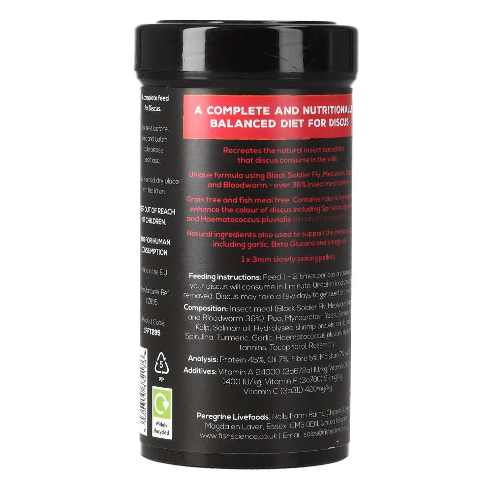 Fish Science Discus Pellets 155g (250ml) | Insect-Based Discus Food
