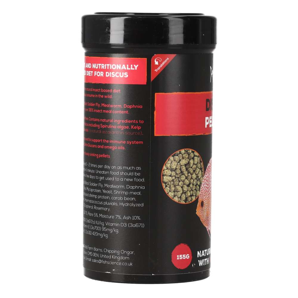 Fish Science Discus Pellets 155g (250ml) | Insect-Based Discus Food