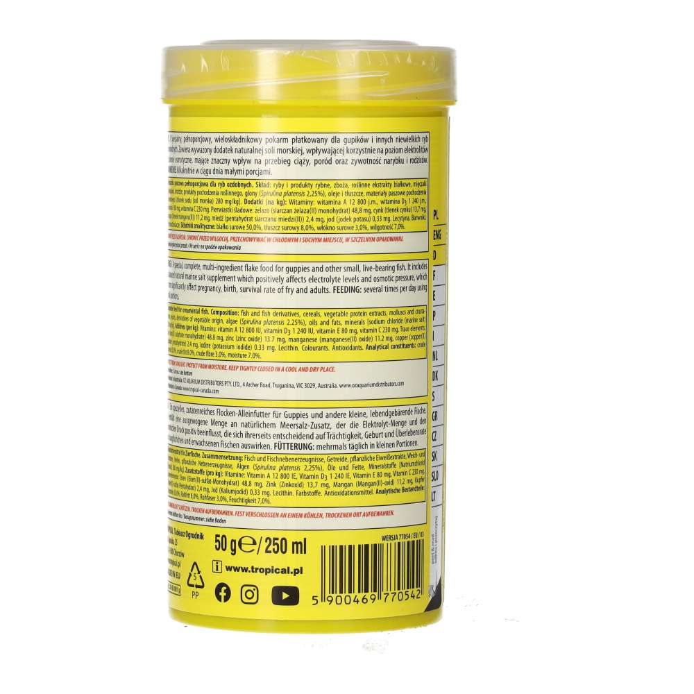Tropical Guppy Flake Food 250ml / 50g