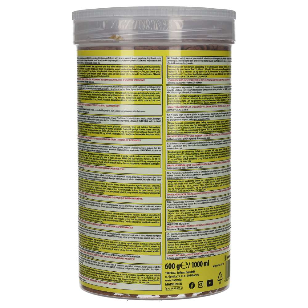 Tropical Carnivore Sinking Granule Fish Food 1000ml / 600g