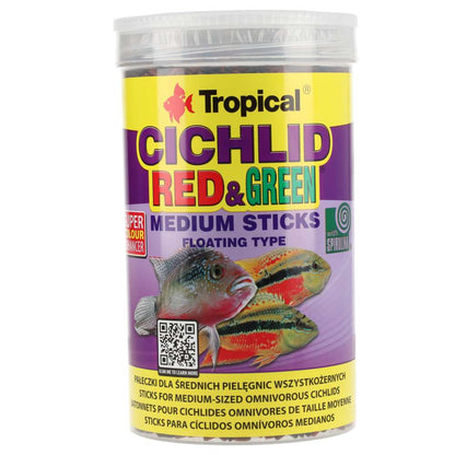 Tropical Cichlid Red & Green Medium Sticks