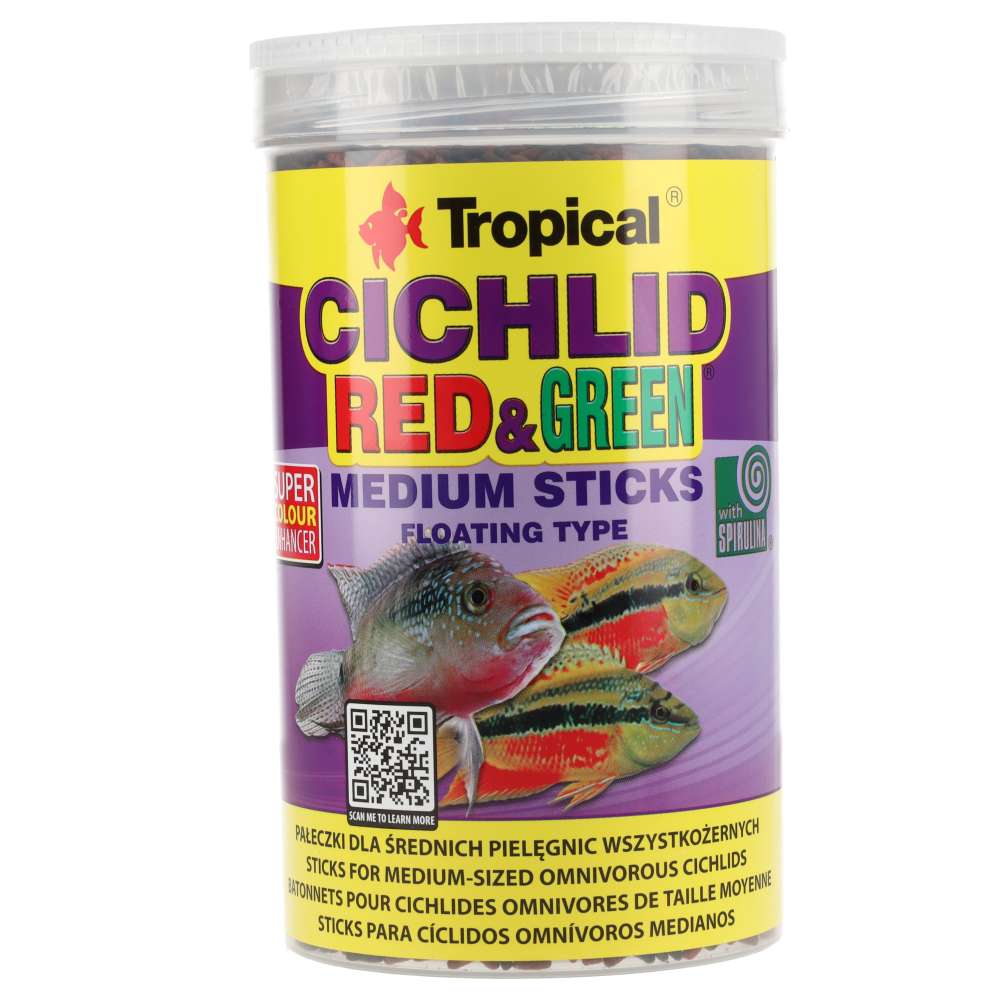 Tropical Cichlid Red & Green Medium Sticks
