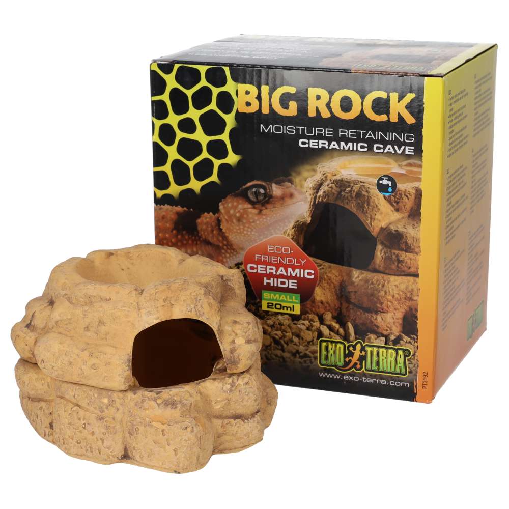 Exo Terra Big Rock Small Ceramic Cave with Lid PT3192 | Reptile Hide