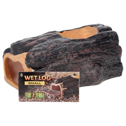 Exo Terra Wet Log Ceramic Hide - Small | Reptile Shedding Hide