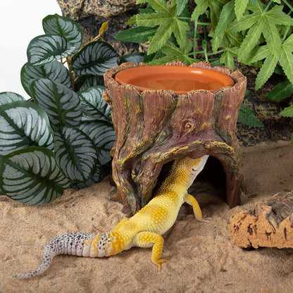 ReptiZoo Humid Tree Stump Hideout and Dish | Reptile Vivarium Hide