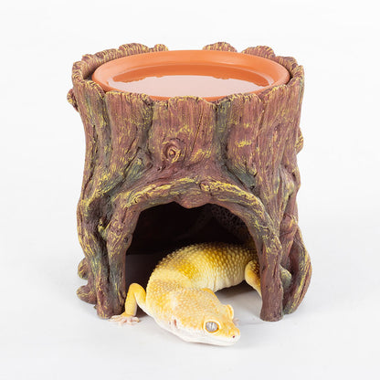 ReptiZoo Humid Tree Stump Hideout and Dish | Reptile Vivarium Hide