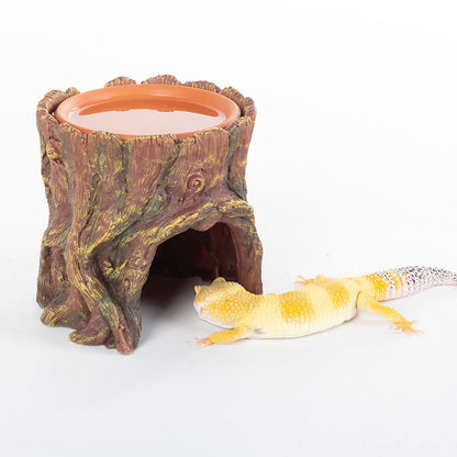 ReptiZoo Humid Tree Stump Hideout and Dish | Reptile Vivarium Hide