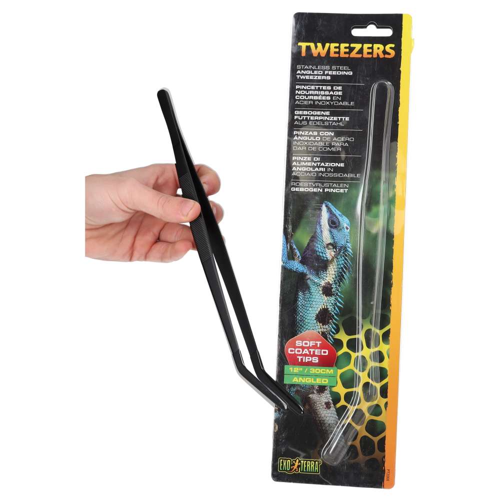 Exo Terra Stainless Steel Angled Tweezers 30cm | Reptile Feeding Tongs