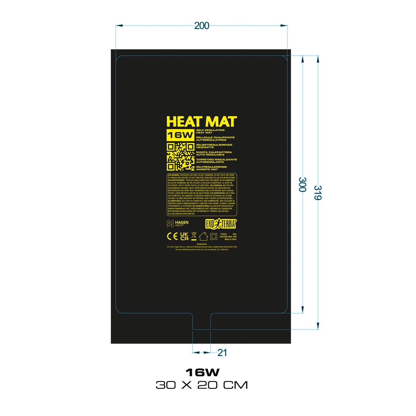 Exo Terra PTC Self Regulating Heat Mat 16W 30x20cm PT2033