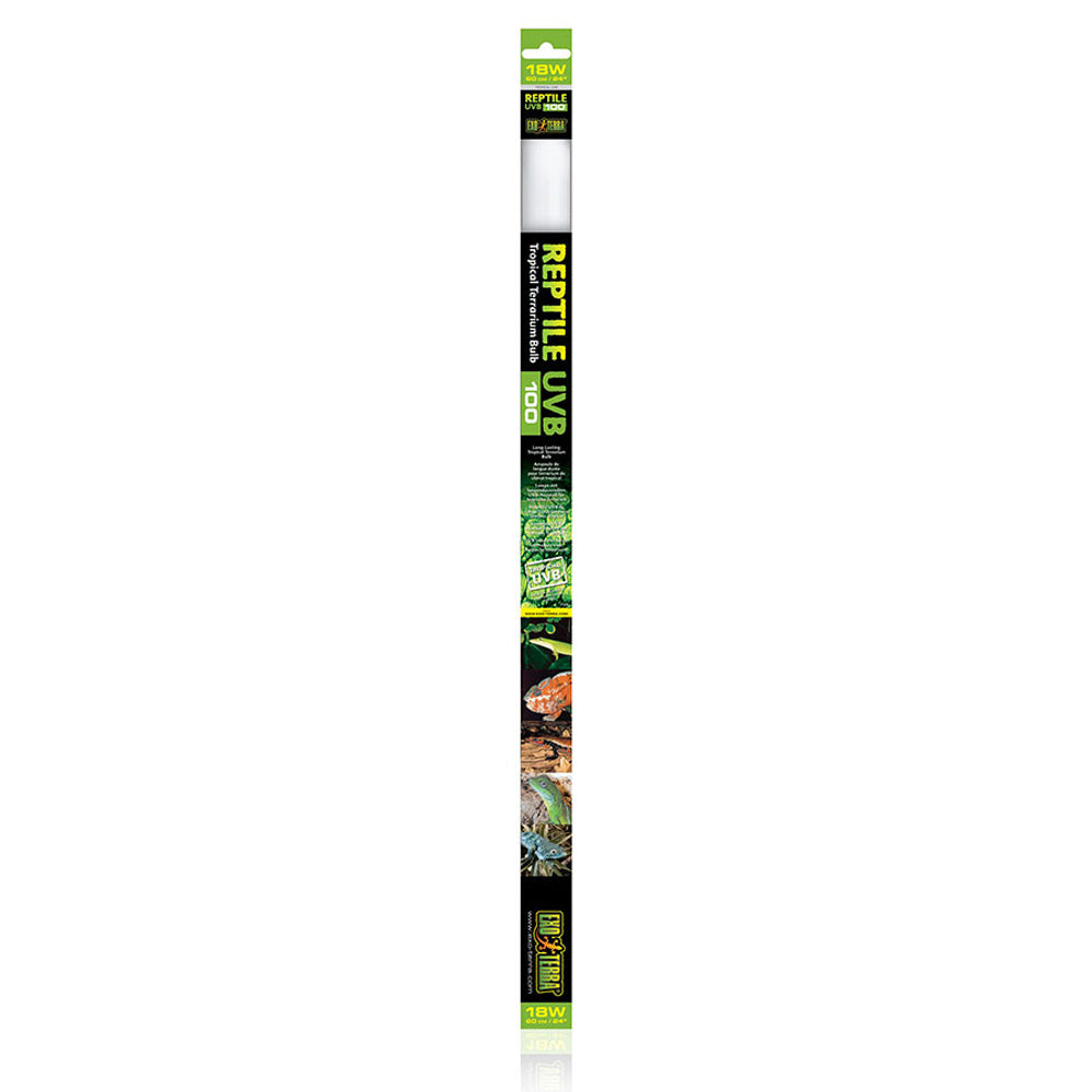 Exo Terra Reptile UVB 100 Tube 18W 24in PT2386 T8 Fluorescent Lamp