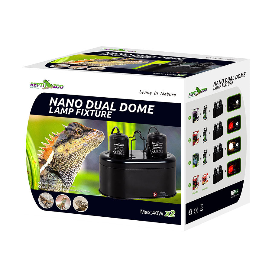 ReptiZoo Mini Dual Lamp Dome | Twin Fitting Max 40W x2 | Reptile Vivarium