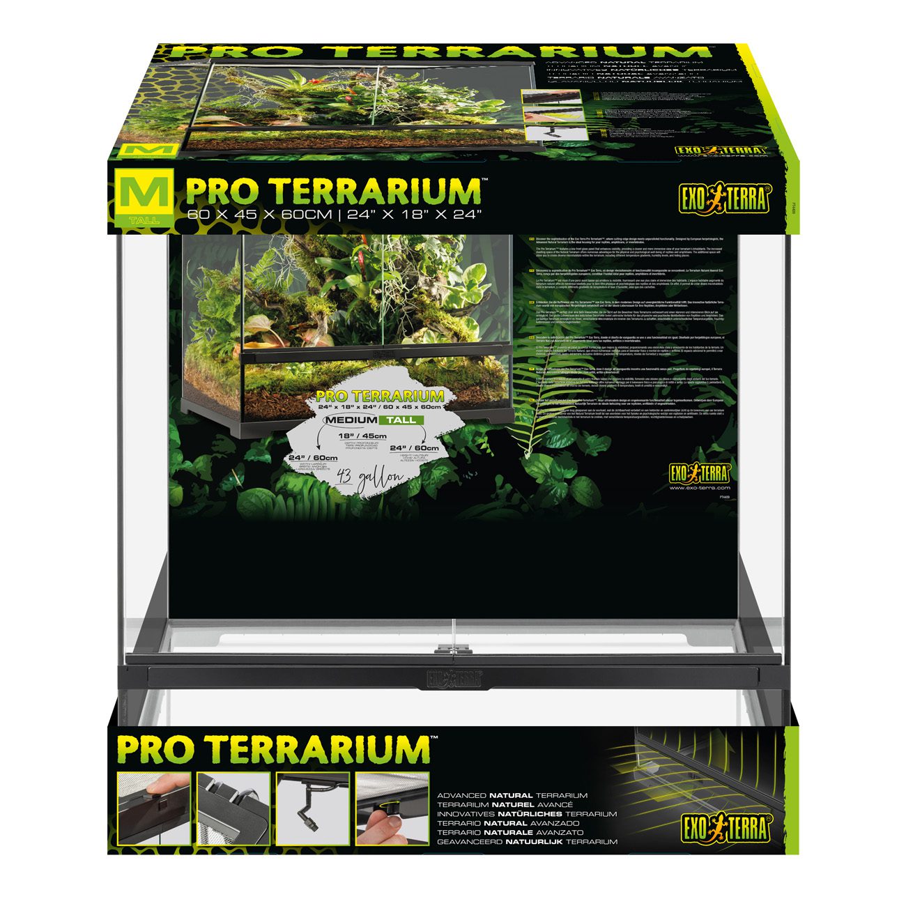 Exo Terra Pro Terrarium Medium Tall - 60x45x60cm