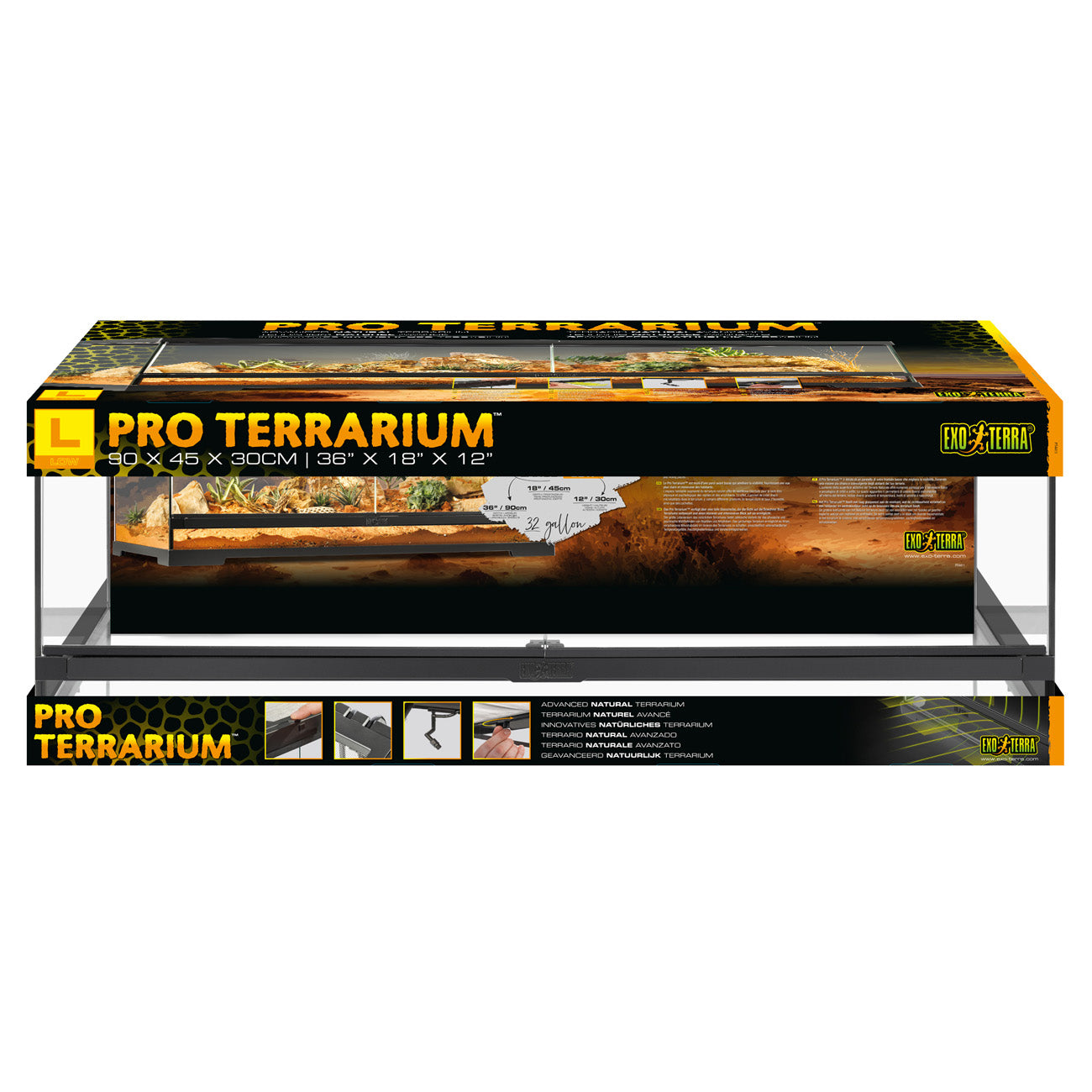 Exo Terra Pro Terrarium 90x45x30cm PT4411 | Glass Vivarium