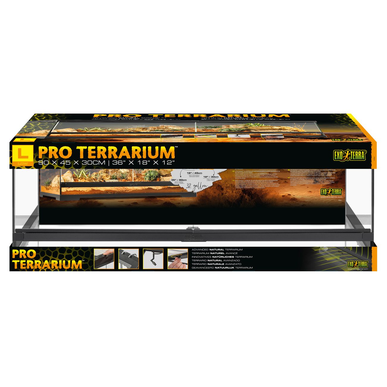 Exo Terra Pro Terrarium Large Low - 90x45x30cm