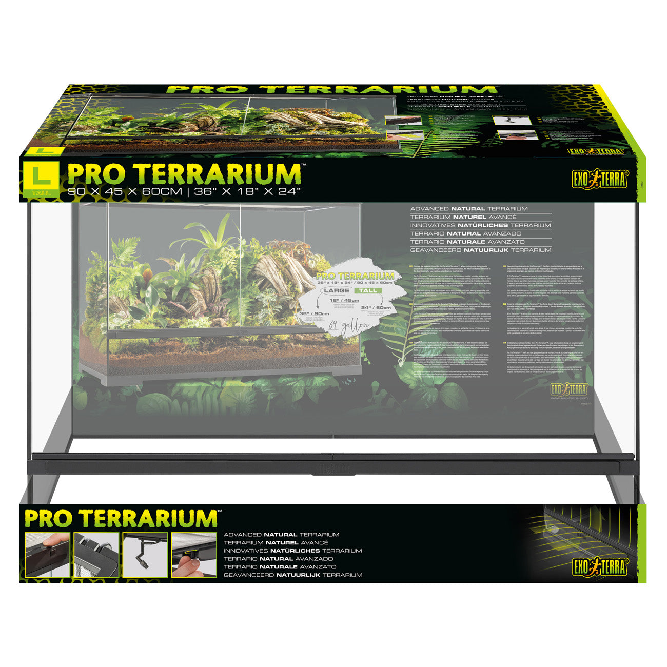 Exo Terra Pro Terrarium 90x45x60cm PT4413 Glass Vivarium