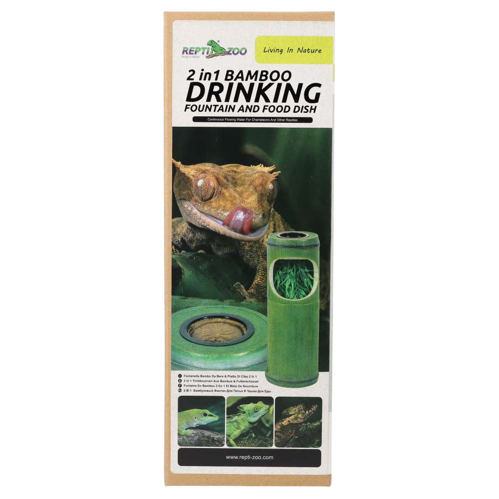 ReptiZoo 2in1 Bamboo Drinking Fountain & Food Dish for Reptiles