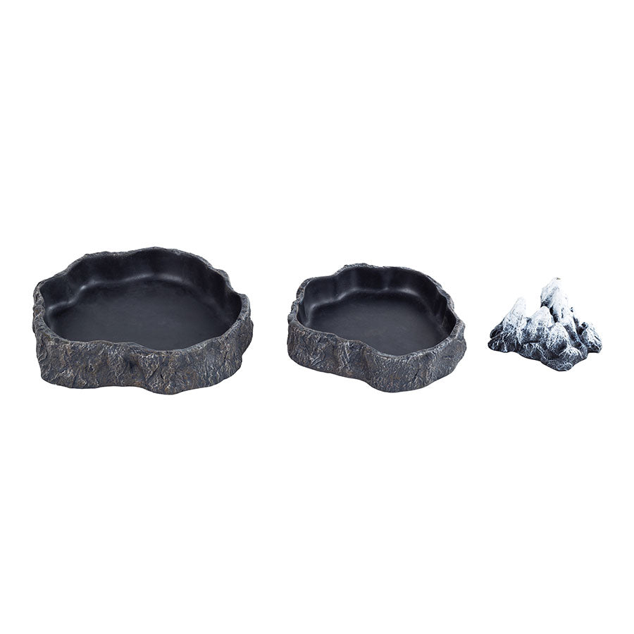 ReptiZoo Mountain Food and Water Dish Set | Reptile Vivarium Dishes