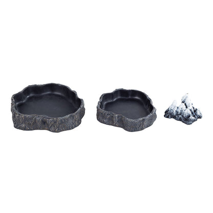 ReptiZoo Mountain Food and Water Dish Set | Reptile Vivarium Dishes