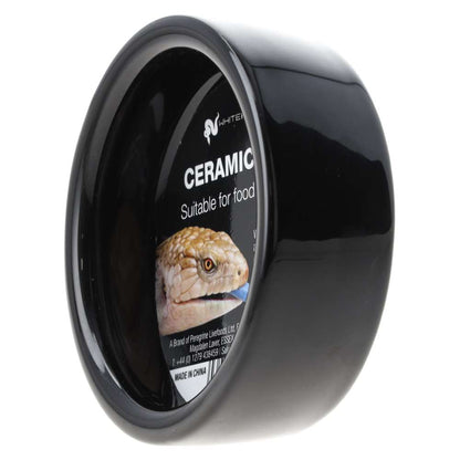 White Python Round Ceramic Water Bowl Black 7x7x2cm