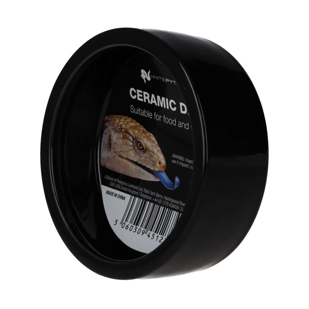 White Python Round Ceramic Water Bowl Black 10x10x3cm