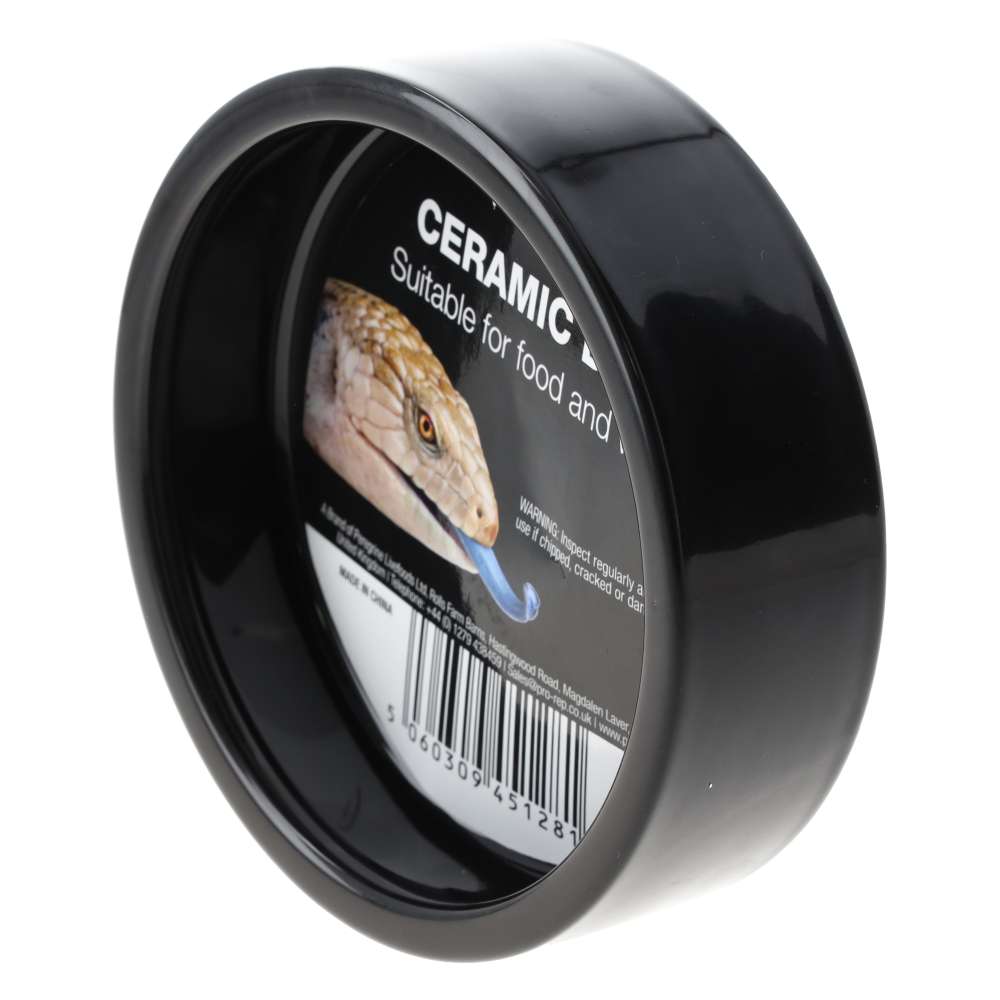 White Python Round Ceramic Water Bowl Black 12x12x4cm