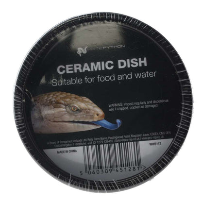 White Python Round Ceramic Water Bowl Black 12x12x4cm