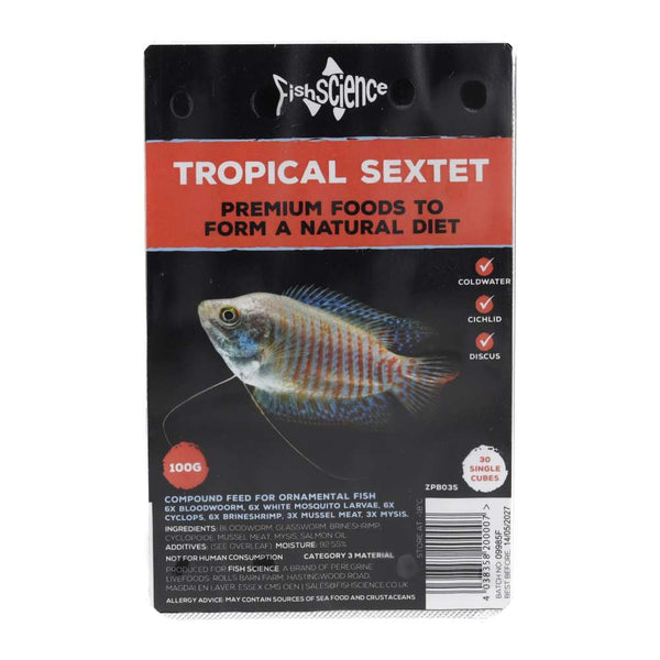 FishScience Frozen Blister Pack Tropical Sextet 100g